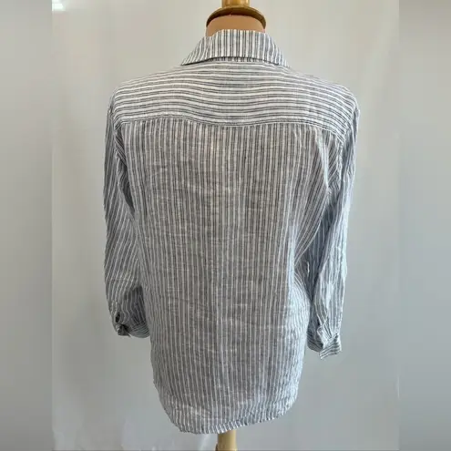 Roots Canada Blue & White Striped Linen Popover Shirt