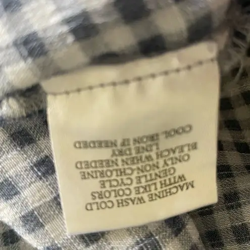 Fred David Women Top XL Blue Gingham 3/4 Sleeve Flowy Casual Preppy Coastal