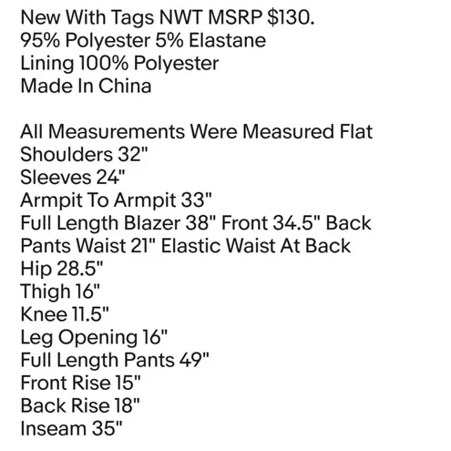 Extro & Vert Suit Size 28 Blazer Sz 24 Pants W42"L35" Women's Plus Size Suit Set