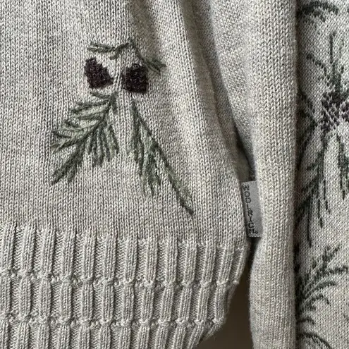 Woolrich Women's Turtleneck Sweater Large | Embroidered Khaki Pinecone Cozy Knit