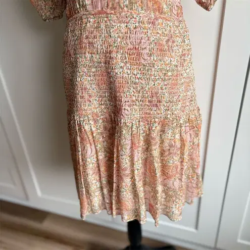 Shoshanna Women's Aubrey Puff Sleeve Smocked Mini Dress Size 6 Multicolored