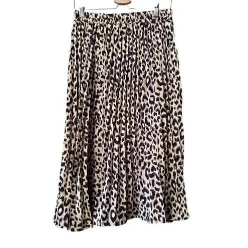 Sadie & Love Leopard Print Midi Skirt Animal Print Elastic Waist Size L Mobwife Tan Size L