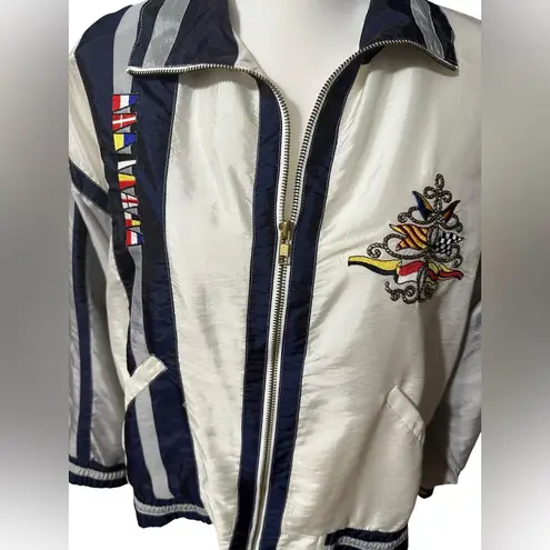 Petite Sophisticate Vintage 80s Windbreaker Jacket Woman’s Size Large Nautical Design Crest VGUC