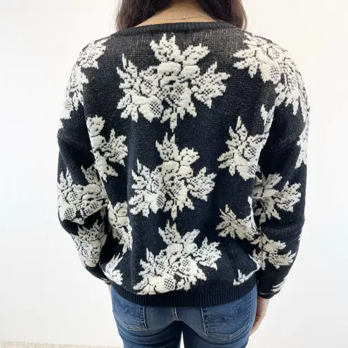 VTG 80s 90s Chunky Sweater Womens Medium Textured Whimsigoth Dark Cottagecore Black