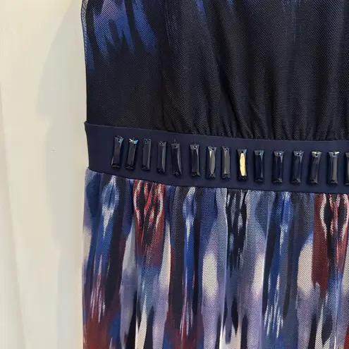 Carmen Marc Valvo Maxi Dress Watercolor Bohemian Sparkle Bead Plus Size 1X NWT