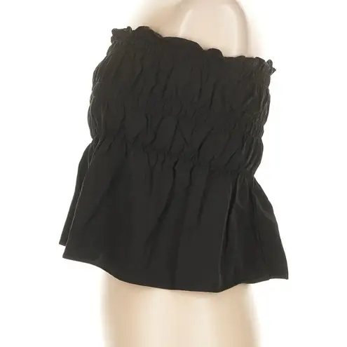 Anthropologie Mare Mare Black Smocked Crop Tube Top Linen Size Medium M