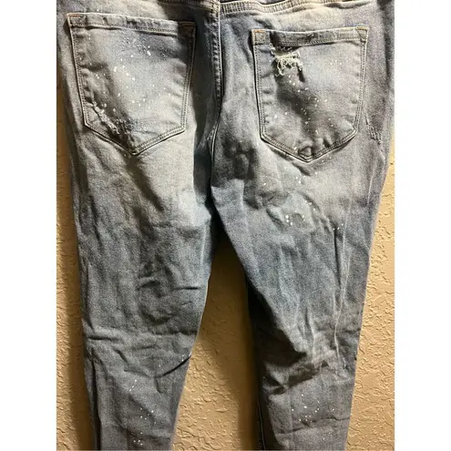 Kancan Distressed Paint Splattered Jeans Woman’s Size 30 Blue