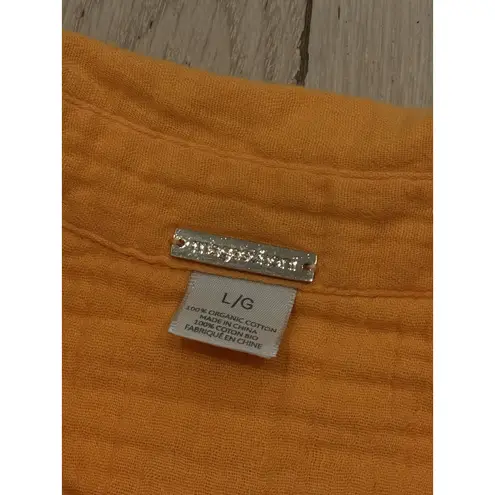 Magaschoni Blouse Womens L Top Beach Summer Short Sleeve Orange Organic Cotton