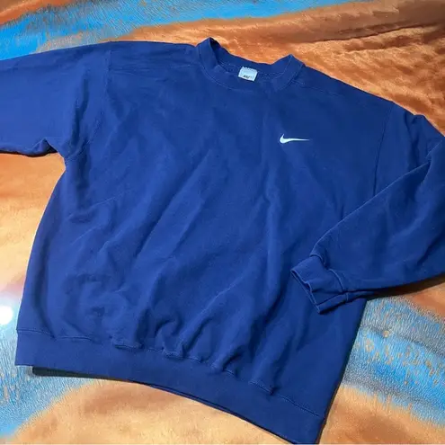 Nike Vintage  Crewneck Sweatshirt Swoosh Made In USA Navy Blue large oversized