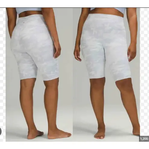 LULULEMON Wunder Under Short 10" *Ribbed White Grey Camo Biker Short High Waist Size 0