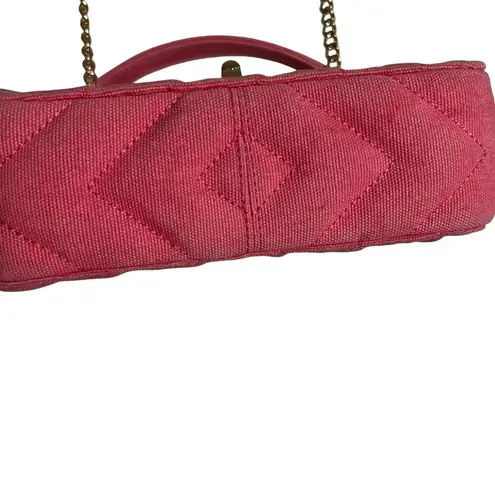 Sandro Pink Yza Quilted Gold Chain Canvas Bag