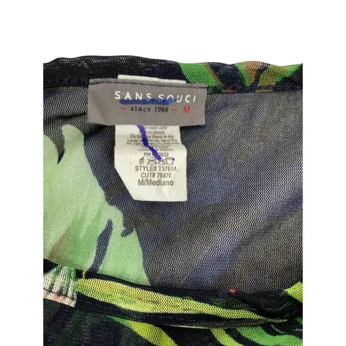 Sans Souci San Souci Women's Shear Floral Ruffled Sleeve Blouse