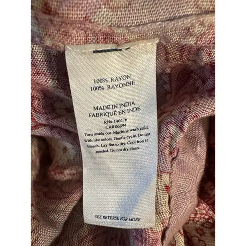 Faherty size Small Mini Dress Bemini Red Floral Print Rayon Smocked Waist A-Line