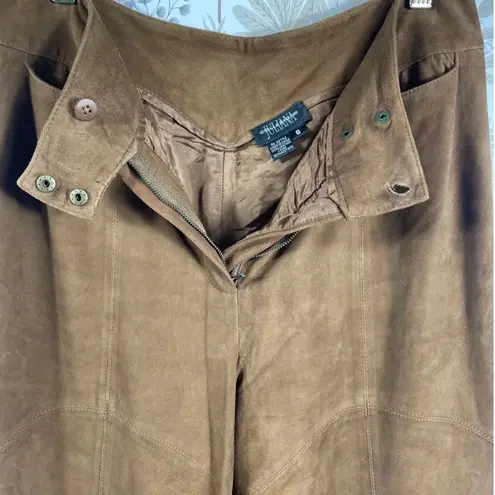 Juliana Collezione 100% Suede Leather Pants Women's 8 Brown Bootcut High Rise Tan