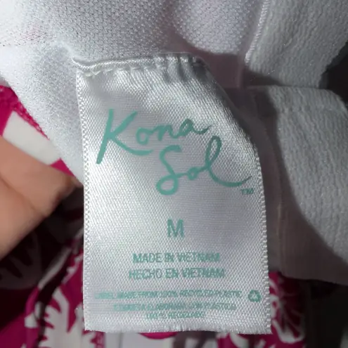 Kona Sol One Piece Swimsuit Size Medium Burgundy Floral Ring Halter