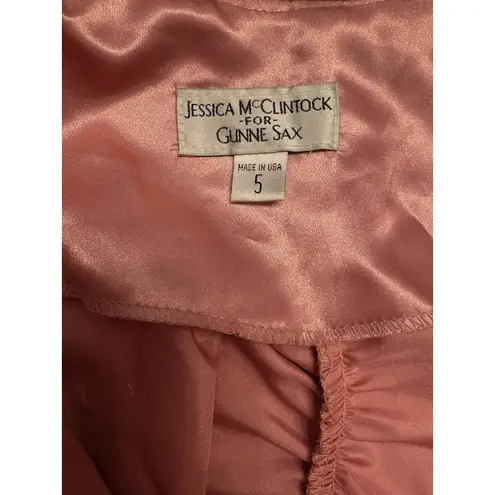 Gunne Sax VTG Halter Formal Gown Size 5 Jessica McClintock Pink Satin Halter EUC