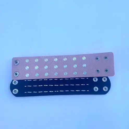 2 pcs Gothic PU leather Studded Spike bracelets , Pink and Black Punk Grunge wristbands , Multiple