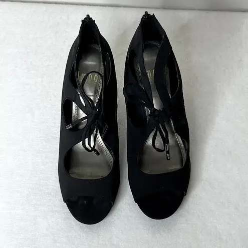 Impo Black Strappy Lace Up Heels