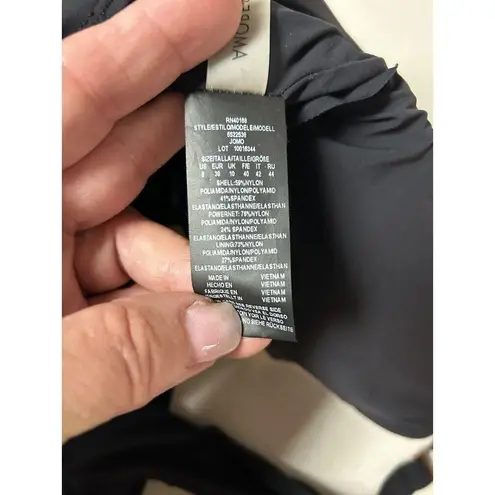 Amoressa Tankini Swim Top Sheer Front Panel Circle Detail Size Medium Black