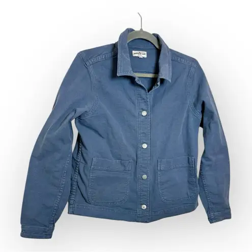 American Giant Blue Roughneck Chore Jacket Soft Utility Button Front L Size L