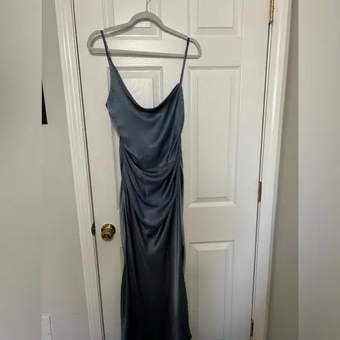 Shona joy La Lune Asymmetrical Bias Cowl Midi Dress in Blue Smoke