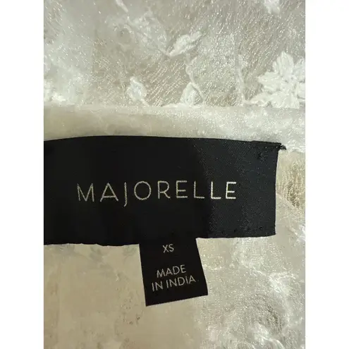 Majorelle White Floral Lace Short Sleeve Plunge Ruffle Sheer Midi Dress XS