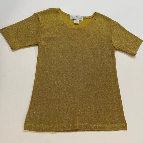 Vintage La Costa Spa Gold Metallic Knit Top – Made in USA Small