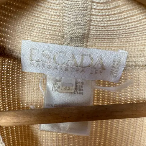 Escada Merino Wool V Neck Sweater in Tan Size Large