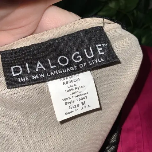 Dialogue Long Sleeve Black Lace Overlay V Neck Stretchy Anywhere Top Medium