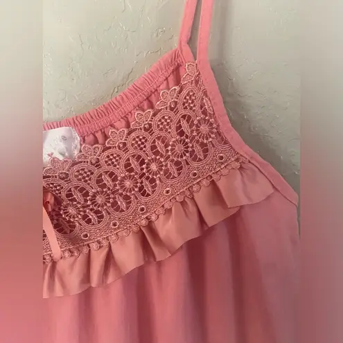 Just Love Vintage Nightgown Size XL Pink Crochet Romantic Ruffle READ DESCR