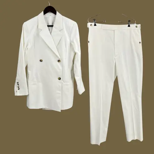 Helmut Lang Womens Pantsuit White Blazer & Trouser Italian Fabric Size 12