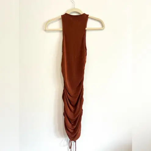 Isalis Bodycon Drawstring Ruched Dress in Burnt Orange Size Small