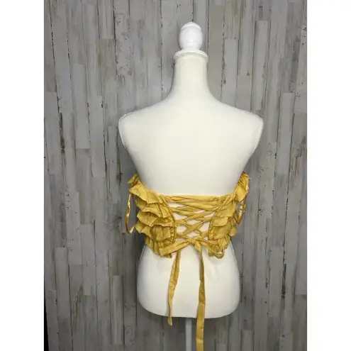Hello Molly  Yellow Ruffled Tulle Corset Top Blouse Size‎ Medium Party Wear