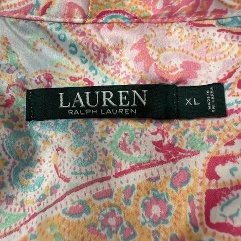 LAUREN Ralph Lauren Pink Blue Paisley Robe XL