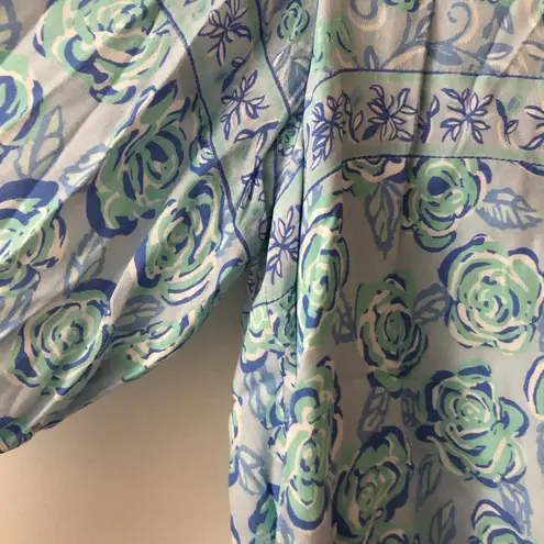 Sail To Sable NWT Tuckernuck V-Neck Smock Waist Top in Blue Floral Size Large