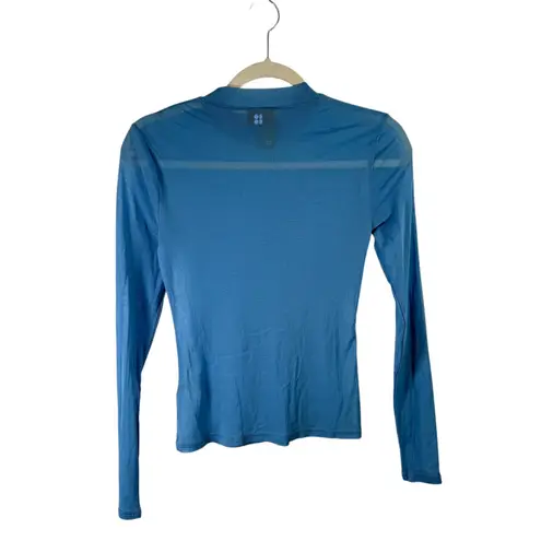 Sweaty Betty Sheer Mesh Long Sleeve Blue Shirt Gym Yoga Active Womens Medium