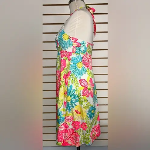 Lilly Pulitzer  Brighton Halter Dress Boca Chica Floral Crochet Women's Size 8