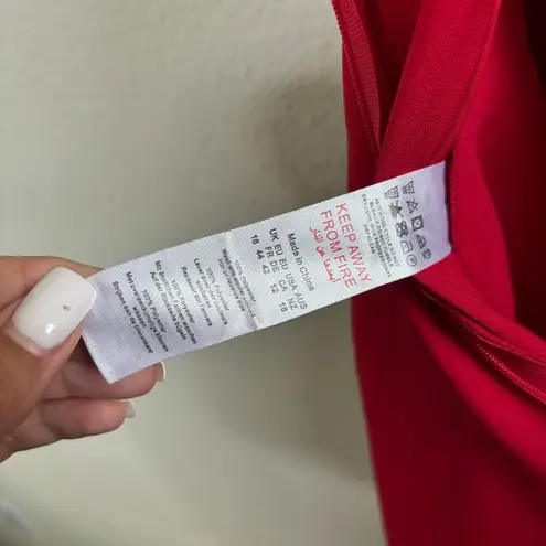 Boohoo  Red Bandeau Tailored Wide Leg Jumpsuit Sleeveless Women's Size 12 - Image 6