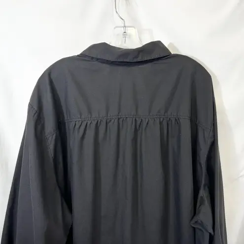 Roamans Plus Size 3X Top Solid Black Button Up Long Sleeve Career Capsule 1290