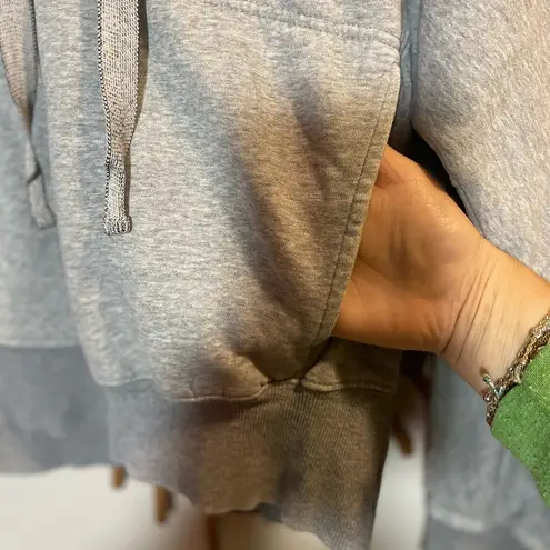 Free People Movement Grey Pullover Quarter Zip Hoodie Sweatshirt Dolman Slv S Gray