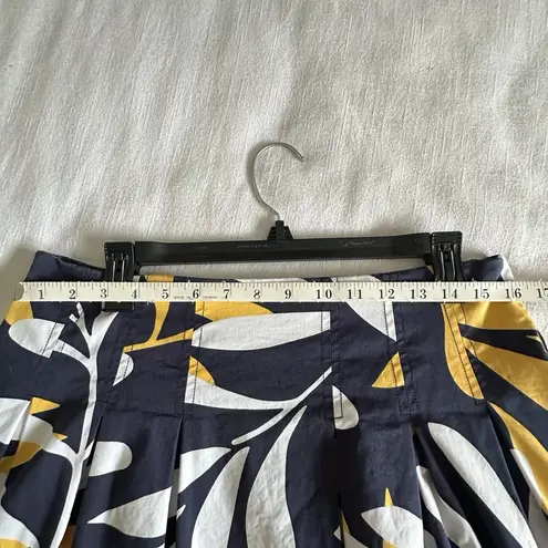 Boden Theodora Floral Leaf Pleated Midi Skirt Womens Sz 10R Office Cottagecore Blue