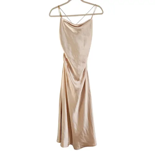 Sachin + Babi NWT Winter Slip Dress in Gold Size 8 Satin Tie Back