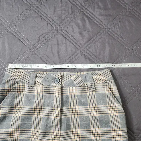 ASOS Womens Plaid Flat Front Wide Leg Pants Size 8 Grey Preppy Streetwear Gray
