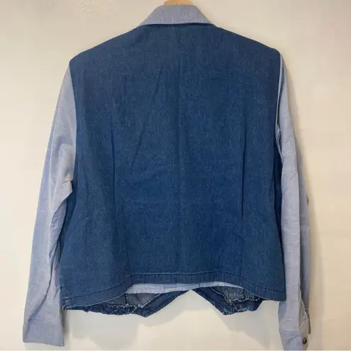 Vintage Blue Alfred Dunner Denim Shirt Vest Combo Petite Size Large