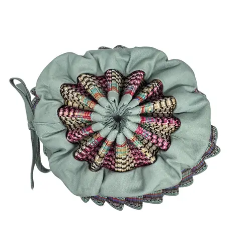 Lorna Murray Apparel Capri Hat Paradiso Rattan Beach Bucket Pleated Woven Medium Blue - Image 7