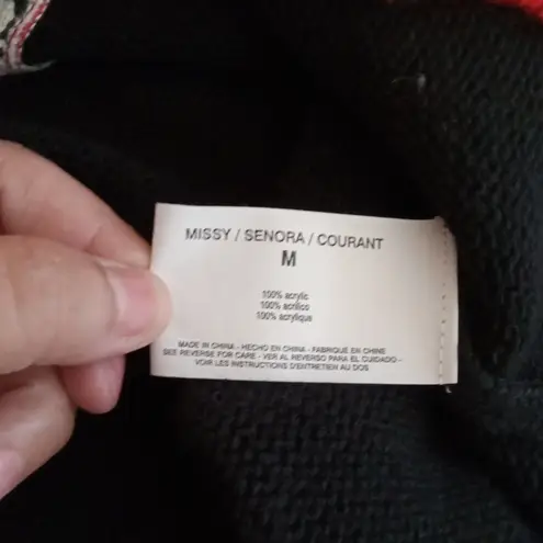 Erika Black Christmas Holiday Natti Style Cardigan Button Up Womens Medium