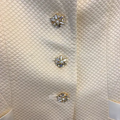 Vintage Wool & Silk Textured Ivory Blazer Suit menswear winter wedding masculine Size 4