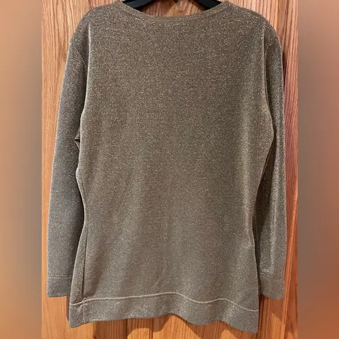 Moschino Pret-A-Porter Gold Metallic Shimmer Long-Sleeve Sweater Top Size 10