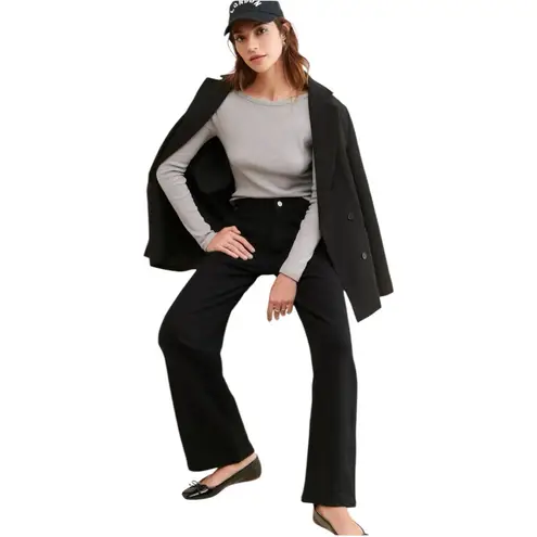 DL1961 Anthropologie Hepburn Black Wide Leg Knit Jean style Pants Size 28