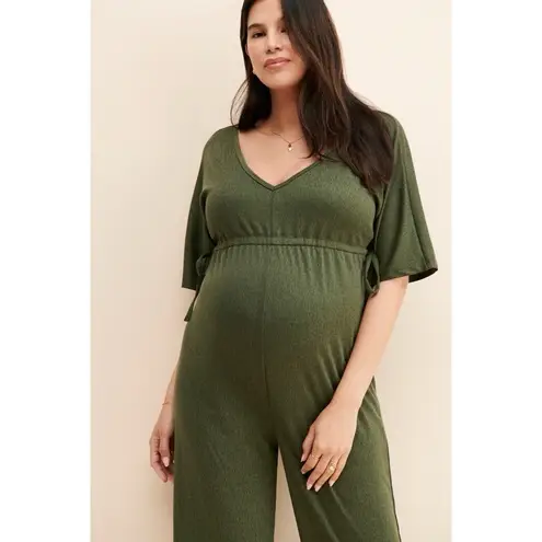 Ingrid And Isabel Maternity Wide Leg Jumpsuit Olive Pull On Size S